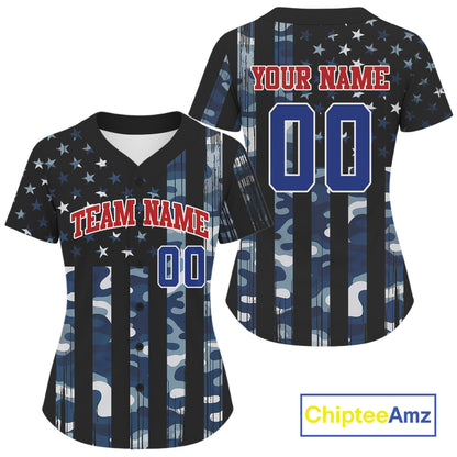 Patriotic Baseball Jerseys Custom Navy Camouflage Baseball Jersey For Women & Youth NYN1206
