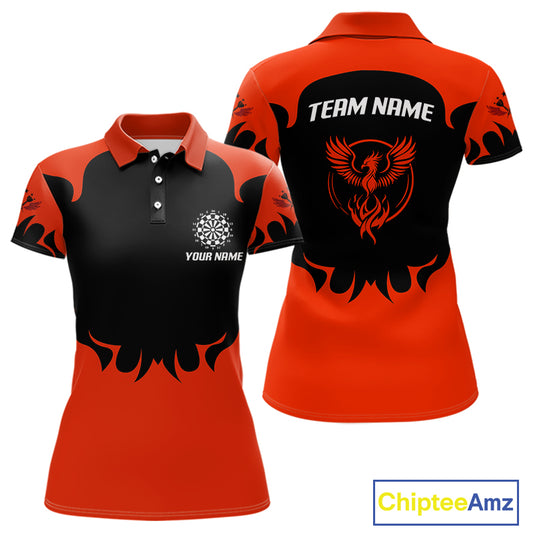 Maroon Phoenix Wings Dart Arrow Darts Shirt For Women - Custom Team & Player Name NYN0364