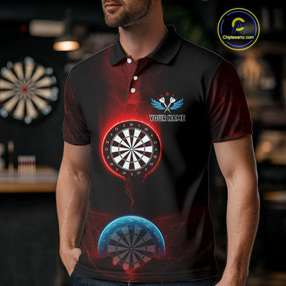 Thunder Dartboards Men's Darts Shirt - Custom Name & Team | Opt1 - Blue Red NYN0631