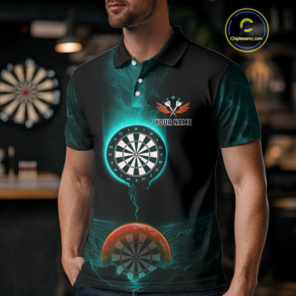 Thunder Dartboards Men's Darts Shirt - Custom Name & Team | Opt2 - Turquoise Orange NYN0632