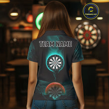 Load image into Gallery viewer, Thunder Dartboards Women's Darts Shirt - Custom Name &amp; Team | Opt2 - Turquoise Orange NYN0632