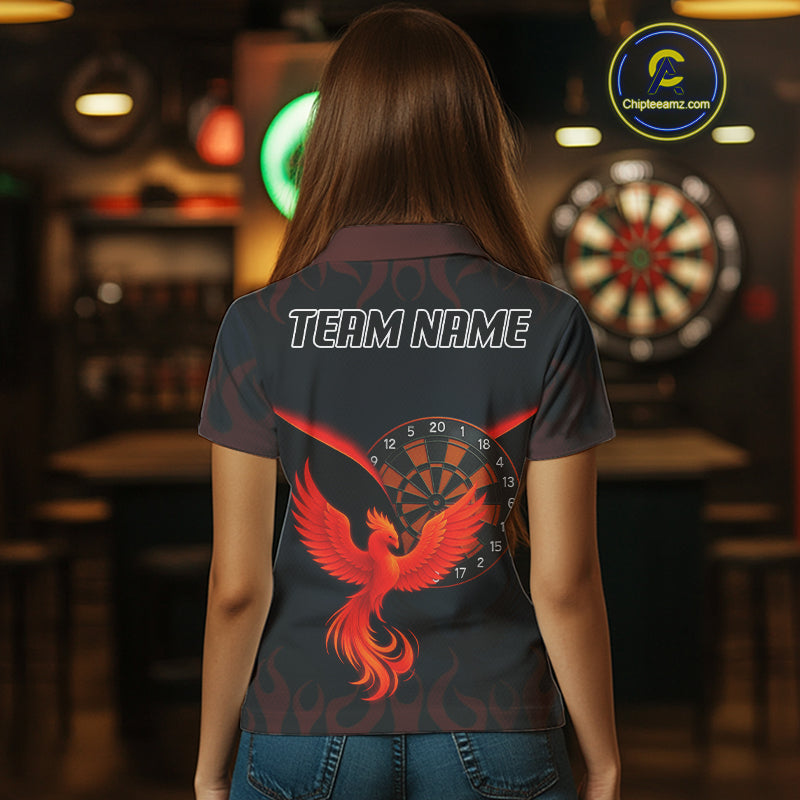 Phoenix Flame Dartboards Women's Darts Shirt - Custom Name & Team Jersey | Opt1 - Orange  NYN0636
