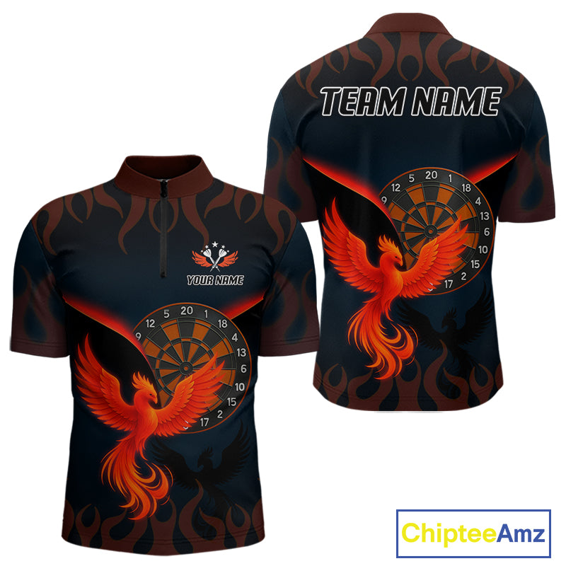 Phoenix Flame Dartboards Men's Darts Shirt - Custom Name & Team Jersey | Opt1 - Orange  NYN0636