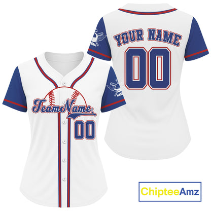 Custom Red And Blue Baseball Jersey For Women Personalized Youth Baseball Shirt For Gifts NYN0842