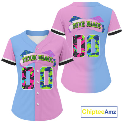 Custom Hiphop Baseball Jersey For Women Retro Streetwear Button Up Baseball Shirt NYN0856