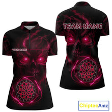Load image into Gallery viewer, Custom Lightning Red Skull Dartboard 1/4-Zip Dart Shirt For Women Outfit Skull Dart Team Jerseys NYN0929