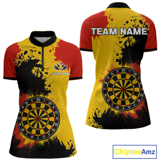 Colorful Grunge Pattern & Dartboard, Darts Team Shirt For Women – Customizable Name NYN0388