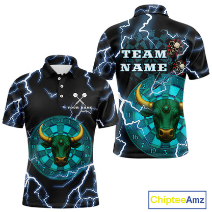 Turquoise Cow Head Skull Dartboard Funny Darts Shirt For Men - Customizable Name NYN0402