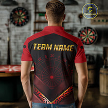 Load image into Gallery viewer, Black &amp; Red Geometric Men's Dart Shirt - Custom Name Shirt For Dart Players NYN0411