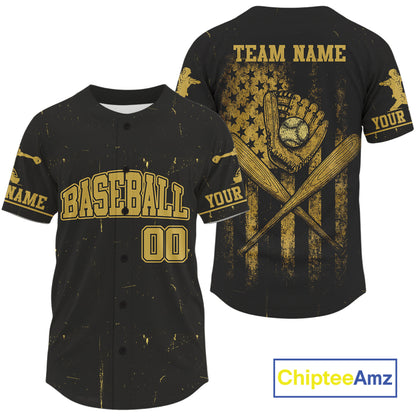Men's Patriotic Baseball Jersey Personalized Grunge US Flag Shirt For Baseball Fans NYN0889