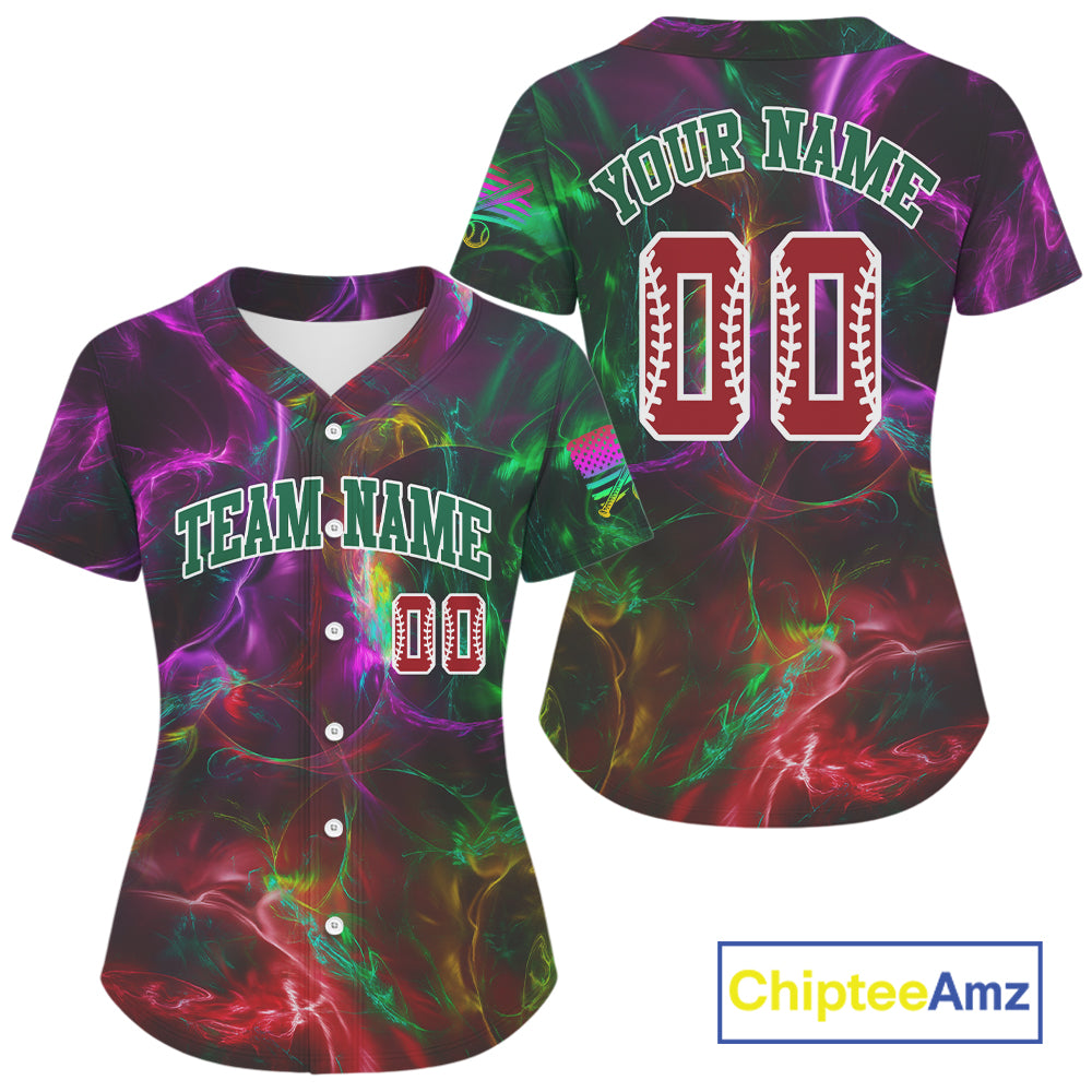 Custom Colorful Women's Baseball Jersey Personalized Lightning Baseball Shirt For Fans NYN0893