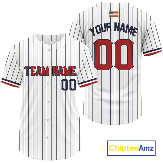 Classic Patriotic Baseball Jersey For Men Personalized US Flag Pinstripe Baseball Team NYN0898