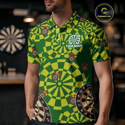Multi Color Dartboard & Dart Arrows Men's Darts Shirt - Custom Name For Darts Jersey NYN0425