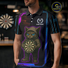 Load image into Gallery viewer, Lightning Cat Tech Neon Dartboard Men&#39;s Darts Shirt - Custom Name For Darts Jersey NYN0429
