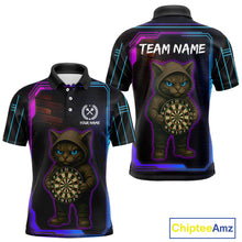 Load image into Gallery viewer, Lightning Cat Tech Neon Dartboard Men&#39;s Darts Shirt - Custom Name For Darts Jersey NYN0429