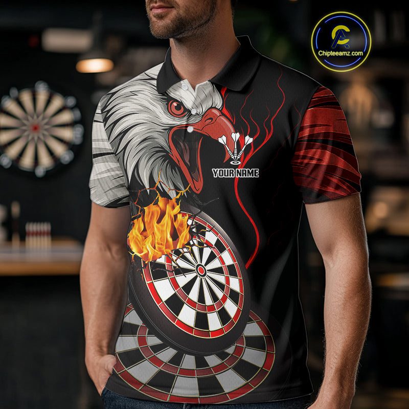 Eagle & Red Crack Darts Custom Funny Dart Polo Shirts For Men, Dart Team Jerseys NYN0798