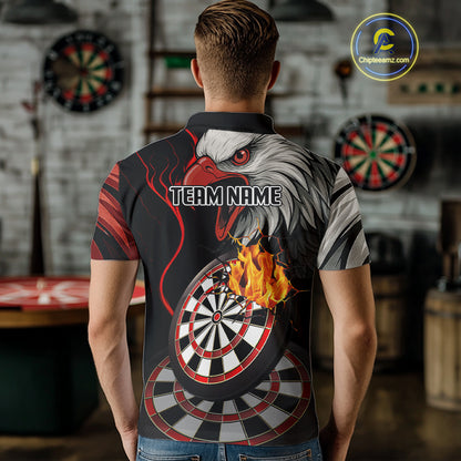 Eagle & Red Crack Darts Custom Funny Dart Polo Shirts For Men, Dart Team Jerseys NYN0798