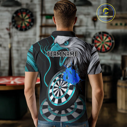 Eagle & Turquoise Crack Darts Custom Funny Dart Polo Shirts For Men, Dart Team Jerseys NYN0799