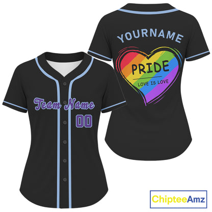 "Pride Love Is Love" Women's Baseball Jersey Custom LGPT Baseball Shirt For LGPTQ+ Fans NYN0880