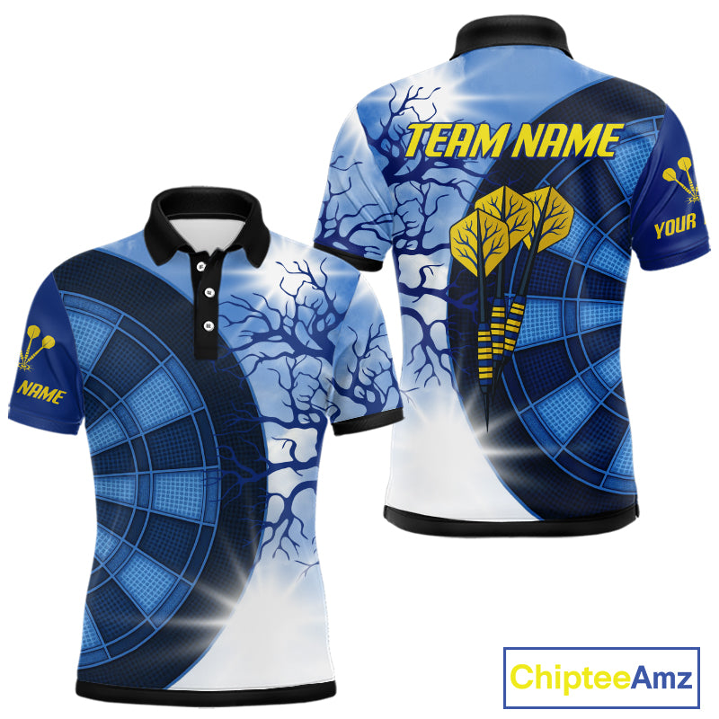 Blue Dartboard & Yellow Dart Arrows Men's Dart Shirt - Custom Name For Darts Jersey NYN0444