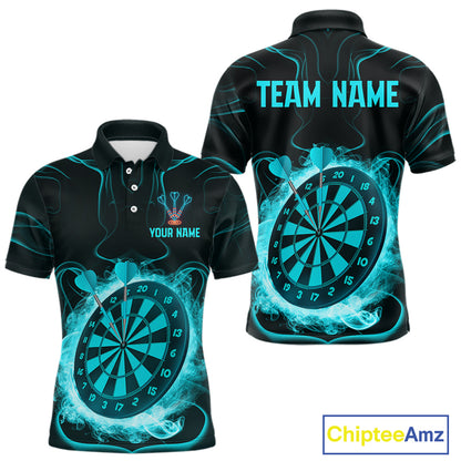 Lightning Smoke Turquoise Dartboard Men's Darts Shirt - Custom Name For Players NYN0470