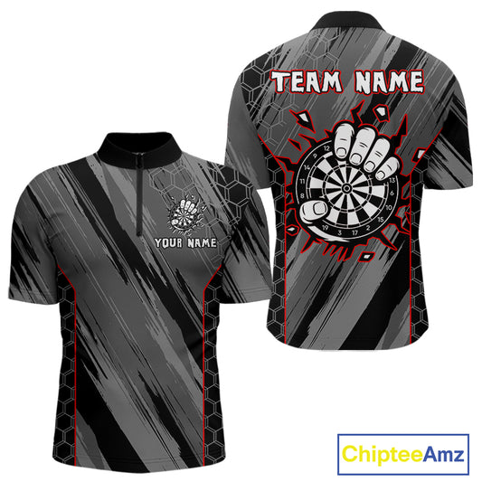 Men’s Custom Darts Shirt - Cracked Dartboard In Grip | Name Personalization NYN0318