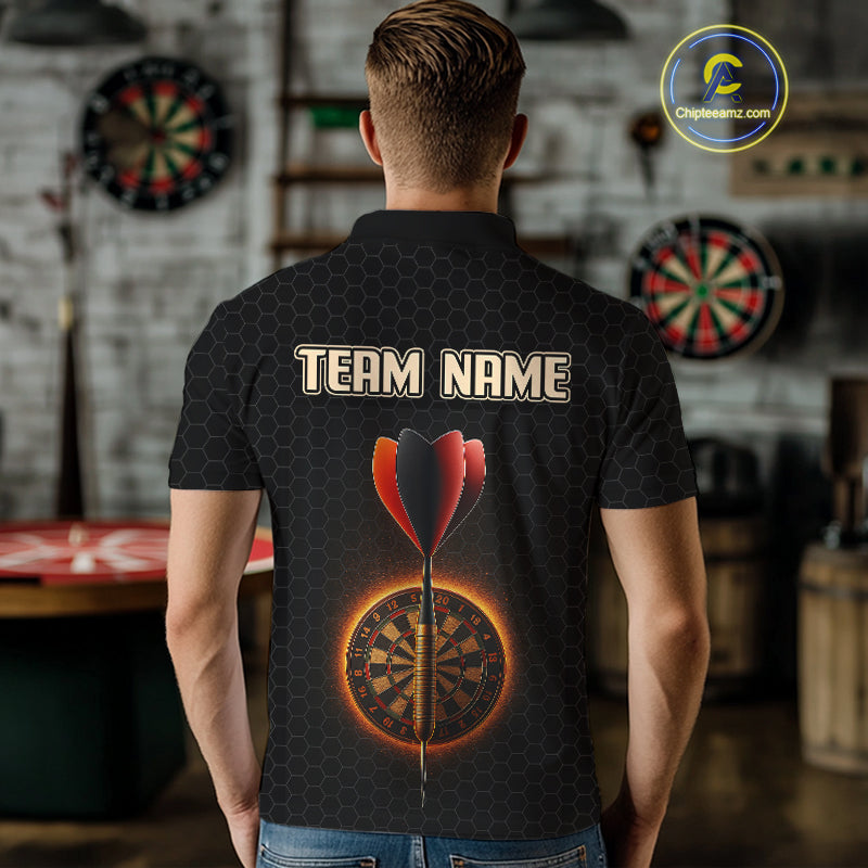 Red Flaming Dartboard & Dart Arrow Darts Shirt For Men - Custom Team Jersey NYN0584