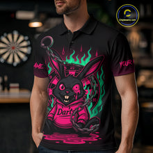 Load image into Gallery viewer, Flaming Rabbit &amp; Pink Dartboard Darts Shirt For Men - Custom Name &amp; Team Jersey NYN0593
