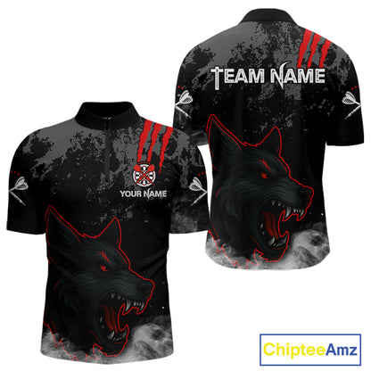 Black Darts Wolf Shirt Grunge Pattern For Men - Custom Team & Player Name NYN0353