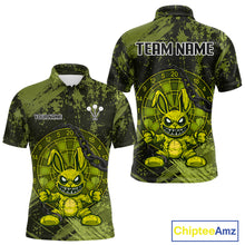 Load image into Gallery viewer, Crazy Rabbit Dartboard Arrows Grunge Darts Shirt For Men - Custom Name &amp; Team | Opt2 - Military NYN0629