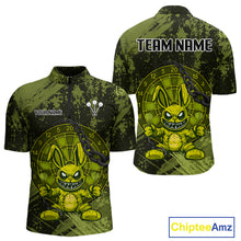 Load image into Gallery viewer, Crazy Rabbit Dartboard Arrows Grunge Darts Shirt For Men - Custom Name &amp; Team | Opt2 - Military NYN0629