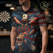 Load image into Gallery viewer, Men's Patriotic Darts Shirt Personalized US Flag Lion Dartboard Outfit Team Dart Jersey NYN1212