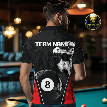 Grey Grunge Eagle Billiard Shirts For Men Custom Pool 8 Ball Billiard Team Jerseys NYN2299