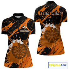 Load image into Gallery viewer, Splashed Color Dartboard Grunge Women's Darts Shirt Custom Name &amp; Team | Opt1 - Orange NYN0648