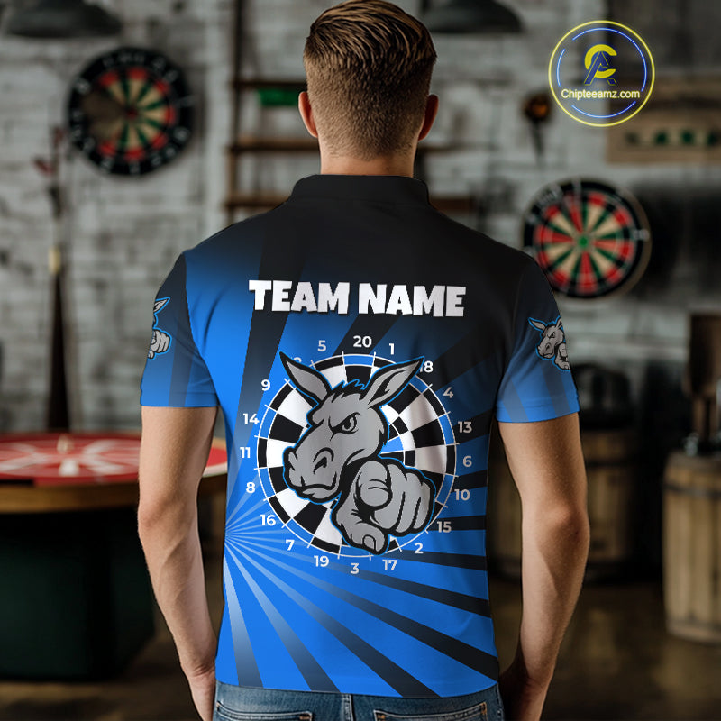 Goat Dartboard & Dart Arrow Funny Darts Shirt For Men Custom Name & Team | Opt1 - Blue NYN0670