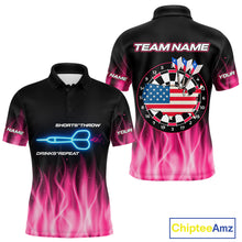 Load image into Gallery viewer, US Flag Dartboard &amp; Dart Arrows Custom Flaming Darts Shirt For Men | Opt1 - Pink NYN0676