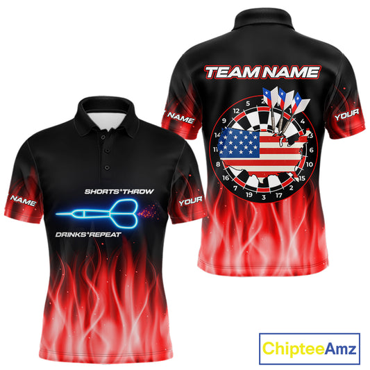 US Flag Dartboard & Dart Arrows Custom Flaming Darts Shirt For Men | Opt2 - Red NYN0677