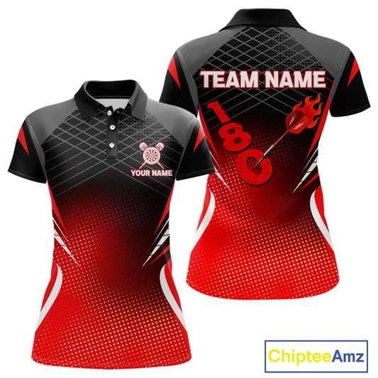 Flaming Dart Arrow In 180 Score Women's Darts Shirt - Custom Name For Dart Players NYN0421