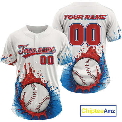 Custom Blue And Red Patriotic Baseball Jersey For Men Colorful Youth Baseball Shirt NYN1304