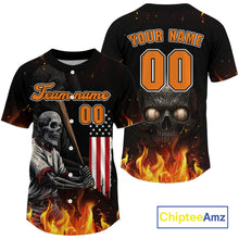 Load image into Gallery viewer, Patriotic Baseball Jersey For Men Custom Skull Plays Baseball, Team Jerseys For Fans NYN0905