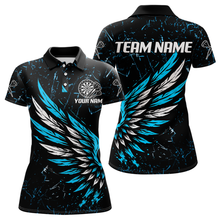 Load image into Gallery viewer, Custom White-Blue Wings Grunge Style Dart Shirt For Women, Dart Team Jerseys NYN0110