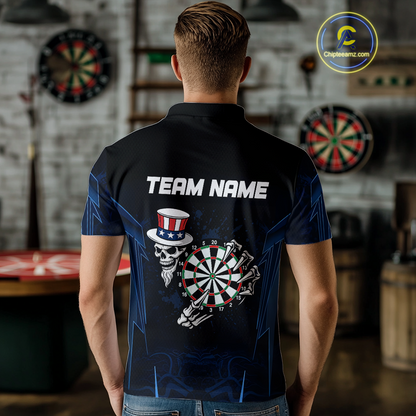 USA Gothic Skull Dartboard Men's Darts Team Shirt - Custom Name For Players NYN0480