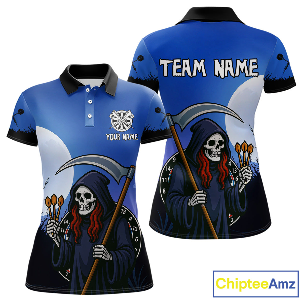 The Reaper Darts Gothic Style Women's Darts Team Shirt - Custom Name For Players NYN0497