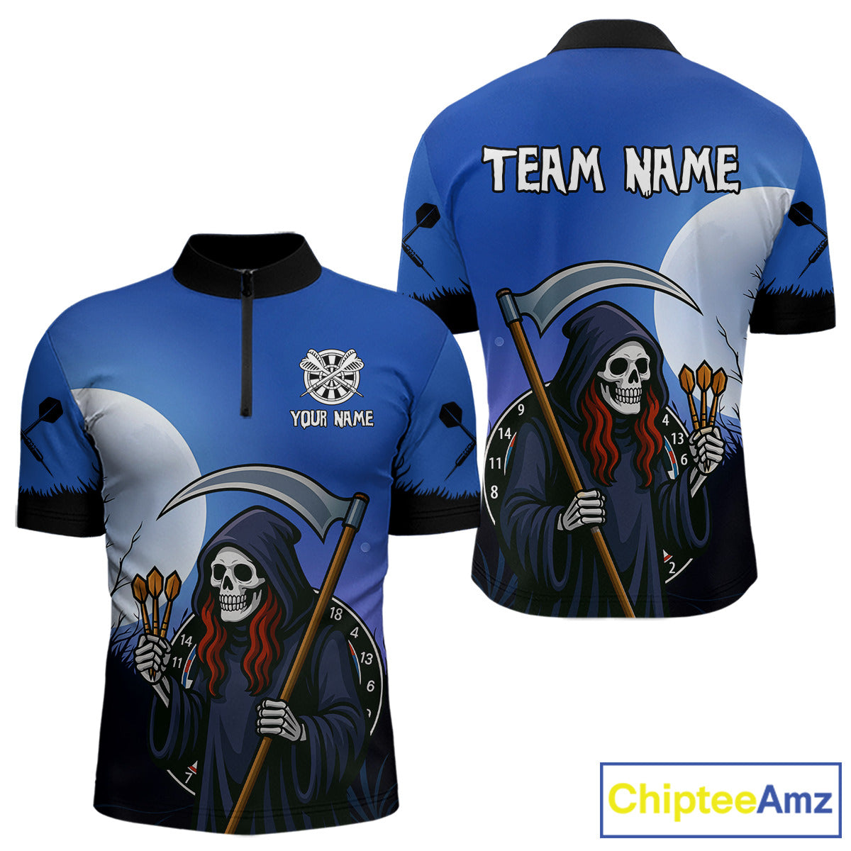 The Reaper Darts Gothic Style Men's Darts Team Shirt - Custom Name For Players NYN0497