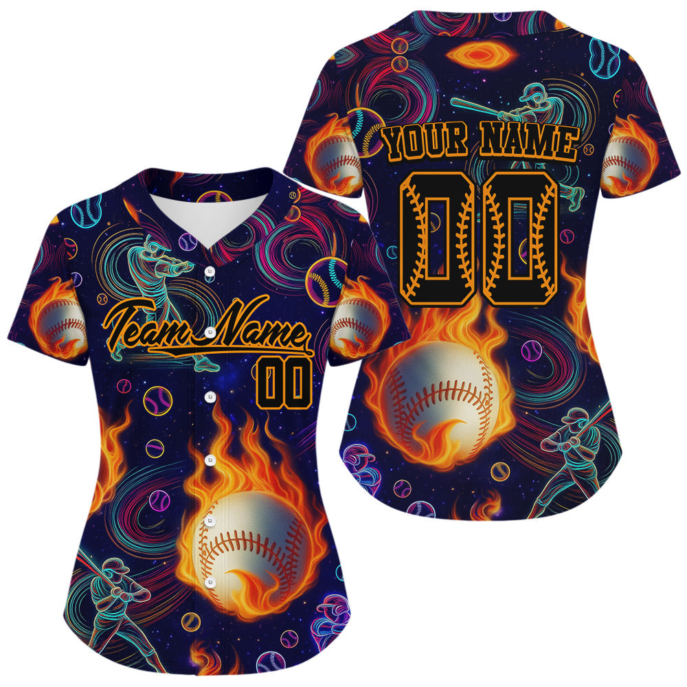 Funny 3D Women's Button Up Baseball Jersey Custom Multi-Color Baseball Shirt For Newborns NYN0811