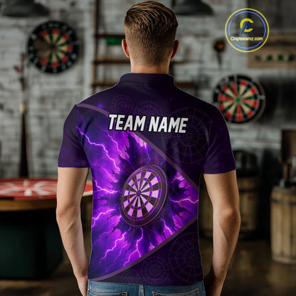 Thunder Dartboard 3D Darts Shirt For Men Custom Name & Team Jersey | Opt1 - Purple NYN0642