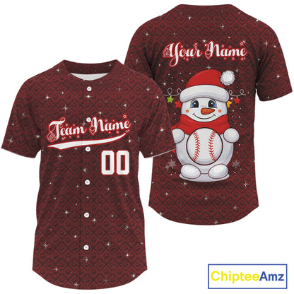 Custom Snowman Merry Christmas Baseball Jerseys For Men Youth Xmas Baseball Jerseys NYN1388