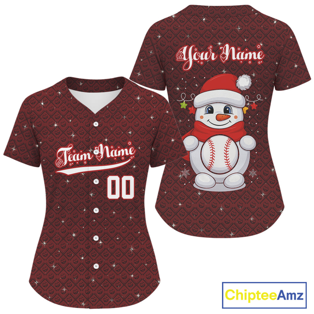 Custom Snowman Merry Christmas Baseball Jerseys For Women Youth Xmas Baseball Jerseys NYN1388