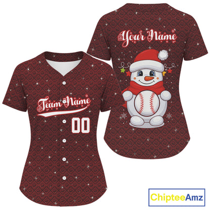 Custom Snowman Merry Christmas Baseball Jerseys For Women Youth Xmas Baseball Jerseys NYN1388