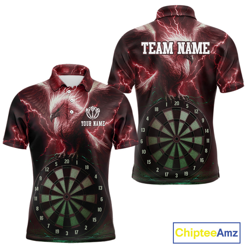 Custom Lightning Red Eagle Dartboard Men Dart Shirt Outfits Dart Team Jerseys NYN1067